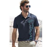 Poloshirt JOHN DEVIN, Herren, Gr. M (48/50), blau (navy), Piqué, Obermaterial: 100% Baumwolle, bedruckt, regular fit normal, Rundhals, Rippbündchen, Shirts, mit großem Druck vorn aus Baumwoll-Piqué (9