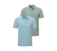 Poloshirt JOHN DEVIN, Herren, Gr. S (44/46), blau (hellblau, salbei), Piqué, Obermaterial: 100% Baumwolle, unifarben, Basic, regular fit normal, Rundhals, abgesteppte Kante, Shirts Poloshirt, mit deze