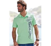 Poloshirt JOHN DEVIN, Herren, Gr. XXL (60/62), grün (lime), Piqué, Obermaterial: 100% Baumwolle, bedruckt, regular fit normal, Rundhals, Rippbündchen, Shirts, mit großem Druck vorn aus Baumwoll-Piqué 