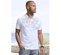 Poloshirt JOHN DEVIN "mit Print", Herren, Gr. L (52/54), weiß, Slub, Obermaterial: 100% Baumwolle, bedruckt, regular fit, Rundhals, abgesteppte Kante, Shirts, Regular-Fit, aus Slub-Qualität, mit Print