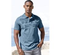 Poloshirt JOHN DEVIN "mit Print", Herren, Gr. M (48/50), blau, Slub, Obermaterial: 100% Baumwolle, bedruckt, regular fit, Rundhals, abgesteppte Kante, Shirts Poloshirt, Regular-Fit, aus Slub-Qualität,