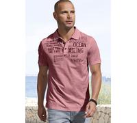 Poloshirt JOHN DEVIN "mit Print", Herren, Gr. M (48/50), rot (rosenholz), Slub, Obermaterial: 100% Baumwolle, bedruckt, regular fit, Rundhals, abgesteppte Kante, Shirts Poloshirt, Regular-Fit, aus Slu