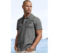 Poloshirt JOHN DEVIN "mit Print", Herren, Gr. S (44/46), grau, Slub, Obermaterial: 100% Baumwolle, bedruckt, regular fit, Rundhals, abgesteppte Kante, Shirts Poloshirt, Regular-Fit, aus Slub-Qualität,