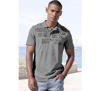 Poloshirt JOHN DEVIN "mit Print", Herren, Gr. S (44/46), grün (salbei), Slub, Obermaterial: 100% Baumwolle, bedruckt, regular fit, Rundhals, abgesteppte Kante, Shirts, Regular-Fit, aus Slub-Qualität, 