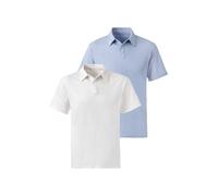 Poloshirt JOHN DEVIN "mit Slub-Garn Struktur", Herren, Gr. 3XL (64/66), blau (sanftes weiß, hellblau), Jersey, Obermaterial: 100% Baumwolle, unifarben, normal, Rundhals, abgesteppte Kante, Shirts, aus