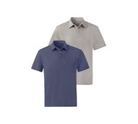 Poloshirt JOHN DEVIN "mit Slub-Garn Struktur", Herren, Gr. L (52/54), blau (blau, grau), Jersey, Obermaterial: 100% Baumwolle, unifarben, normal, Rundhals, abgesteppte Kante, Shirts, aus leichter, str