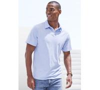 Poloshirt JOHN DEVIN "mit Slub-Garn Struktur", Herren, Gr. M (48/50), blau (hellblau), Jersey, Obermaterial: 100% Baumwolle, meliert, bequem normal, Rundhals, abgesteppte Kante, Shirts, aus leichter,