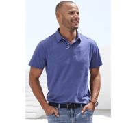 Poloshirt JOHN DEVIN "mit Slub-Garn Struktur", Herren, Gr. M (48/50), blau, Jersey, Obermaterial: 100% Baumwolle, meliert, bequem normal, Rundhals, abgesteppte Kante, Shirts, aus leichter, strukturier