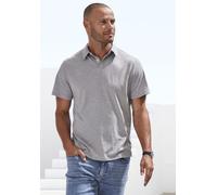 Poloshirt JOHN DEVIN "mit Slub-Garn Struktur", Herren, Gr. M (48/50), grau, Jersey, Obermaterial: 100% Baumwolle, meliert, bequem normal, Rundhals, abgesteppte Kante, Shirts, aus leichter, strukturier