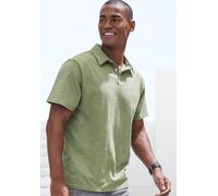 Poloshirt JOHN DEVIN "mit Slub-Garn Struktur", Herren, Gr. M (48/50), grün (khaki), Jersey, Obermaterial: 100% Baumwolle, meliert, bequem normal, Rundhals, abgesteppte Kante, Shirts, aus leichter, str