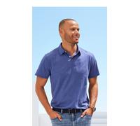 Poloshirt JOHN DEVIN "mit Slub-Garn Struktur", Herren, Gr. S (44/46), blau, Jersey, Obermaterial: 100% Baumwolle, meliert, bequem normal, Rundhals, abgesteppte Kante, Shirts, aus leichter, strukturier