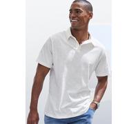 Poloshirt JOHN DEVIN "mit Slub-Garn Struktur", Herren, Gr. S (44/46), weiß (sanftes weiß), Jersey, Obermaterial: 100% Baumwolle, meliert, bequem normal, Rundhals, abgesteppte Kante, Shirts, aus leicht