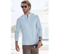 Poloshirt JOHN DEVIN "mit Stehkragen", Herren, Gr. M (48/50), blau (hellblau), Piqué, Obermaterial: 100% Baumwolle, unifarben, regular fit lang, Rundhals, abgesteppte Kante, Shirts, Regular-Fit, aus B