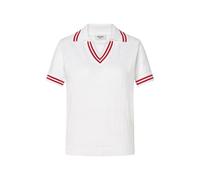 Poloshirt JOOP JEANS "Kalena", Damen, Gr. L, weiß, Strick, Obermaterial: 100% Baumwolle, unifarben mit Farbeinsätzen, hüftbedeckend, V-Ausschnitt, Rippstrickbündchen, Shirts, mit Logo-Jacquard (203689
