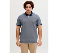 Poloshirt "JPRBLUALVES SS POLO PLS", Herren, Gr. 3XL, maritime blau detail:melange, Jersey, Obermaterial: 50% Baumwolle, 50% Polyester, JACK & JONES PLUSSIZE, meliert, regular fit normal, ohne Ausschn