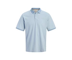 Poloshirt "JPRBLUALVES SS POLO PLS", Herren, Gr. 4XL, ashley blau detail:melange, Jersey, Obermaterial: 50% Baumwolle, 50% Polyester, JACK & JONES PLUSSIZE, meliert, regular fit normal, ohne Ausschnit