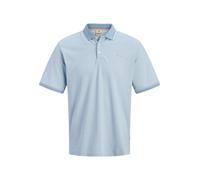 Poloshirt "JPRBLUALVES SS POLO PLS", Herren, Gr. 6XL, ashley blau detail:melange, Jersey, Obermaterial: 50% Baumwolle, 50% Polyester, JACK & JONES PLUSSIZE, meliert, regular fit normal, ohne Ausschnit