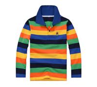Poloshirt Jungen Langarm Golf T-Shirt mit Fashion Welpen Stickerei Polos gestreiftes Langarmshirts mit Polokragen&Knopfleiste Casual Loose Fit Tops Oberteile Poloshirts für Junen 3-14 Jahre
