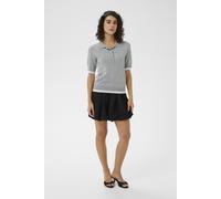 Blusentop KAFFE "Poloshirt KAlizza", Damen, Gr. M, grau (grau melange), Obermaterial: 80% Viskose CV. 20% Nylon NY., Blusen Blusentop (58696721-M) grau melange