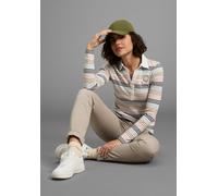 Poloshirt KANGAROOS, Damen, Gr. 32/34, beige (ecru gestreift), Interlock, Obermaterial: 100% Baumwolle, gestreift, lässig geschnitten hüftlang, abgesteppte Kante, Shirts, in Pastelltönen mit langer Kn