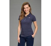 Poloshirt KANGAROOS, Damen, Gr. 40/42, blau (marine, weiß, gepunktet), Rippware, Obermaterial: 100% Baumwolle, bedruckt, figurbetont hüftbedeckend, Shirts, figurbetonter Schnitt, bedrucktes Punkte-Mot