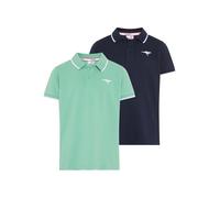 Poloshirt KANGAROOS "Kangaroos 2er Pack Poloshirts", Jungen, Gr. 92/98, grün (marine, grün), Piqué, Obermaterial: 95% Baumwolle, 5% Elasthan, bestickt, Basic, Rippbündchen, Shirts, Kurzarm, Basic Pass