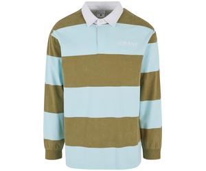 Poloshirt KARL KANI "Karl Kani Karl Kani OG Sport Rugby Shirt", Herren, Gr. M, bunt (olive, light blau), 100% Baumwolle, gestreift, normal, amerikanischer Ausschnitt, Shirts (94139700-M) olive, light