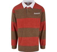 Poloshirt KARL KANI "Karl Kani Karl Kani Og Sport Rugby Shirt", Herren, Gr. M, schwarzbraun, rot, 100% Baumwolle, gestreift, normal, amerikanischer Ausschnitt, Shirts (25257033-M) schwarzbraun, rot