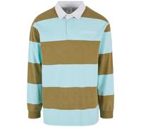 Poloshirt KARL KANI "Karl Kani Karl Kani OG Sport Rugby Shirt", Herren, Gr. XXL, olive, light blau, 100% Baumwolle, gestreift, normal, amerikanischer Ausschnitt, Shirts (94139700-XXL) olive, light bla