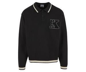 Poloshirt KARL KANI "Karl Kani Star K Knit Poloshirt", Herren, Gr. M, schwarz, 60% Baumwolle, 40% Polyacryl, bedruckt, relaxed fit, amerikanischer Ausschnitt, Shirts (79131013-M) schwarz