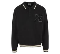 Poloshirt KARL KANI "Karl Kani Star K Knit Poloshirt", Herren, Gr. XXL, schwarz, 60% Baumwolle, 40% Polyacryl, bedruckt, relaxed fit, amerikanischer Ausschnitt, Shirts (79131013-XXL) schwarz