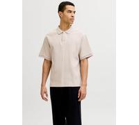 Poloshirt JACK & JONES "JJEHARRISON STRUCTURE POLO SS LN", Herren, Gr. L, moonbeam, Jersey, Obermaterial: 100% Baumwolle, unifarben, Shirts, mit Polokragen (28546343-L) moonbeam