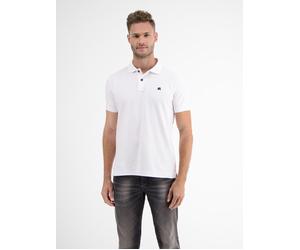 Poloshirt LERROS "COOL & DRY", Herren, Gr. L, weiß, Single Jersey, Obermaterial: 60% Baumwolle, 40% Polyester, unifarben, normal hüftbedeckend, Rundhals, abgesteppte Kante, Shirts, mit Logo-Stickerei