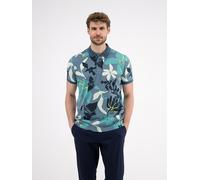 Poloshirt LERROS, Herren, Gr. M, blau (crispy blau), Piqué, Obermaterial: 100% Baumwolle, bedruckt, regular fit taillenbedeckt, gerader Abschluss, Shirts, mit All-Over Print (39668056-M) crispy blau