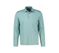 Poloshirt LERROS "Langarm Polo mit Brusttasche in Grossen Grössen", Herren, Gr. 4XL, grün (arctic blau), 52% Baumwolle, 48% Polyester, ohne Ausschnitt, Shirts (71537103-4XL) arctic blau
