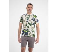 Poloshirt LERROS "LERROS Poloshirt, sommerlich-floral gemustert", Herren, Gr. 3XL, weiß (broken weiß), 100% Baumwolle, ohne Ausschnitt, Shirts (17246217-XXXL) broken weiß
