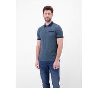 Poloshirt LERROS "Poloshirt in 2-Tone-Optik und All-over-Print", Herren, Gr. L, classic navy, 100% Baumwolle, ohne Ausschnitt, Shirts (69180257-L) classic navy