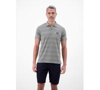 Poloshirt LERROS "Poloshirt in feiner Piquéqualität mit frischer Streifenoptik", Herren, Gr. S, lava grau, 53% Baumwolle, 47% Polyester, ohne Ausschnitt, Shirts (21674846-S) lava grau