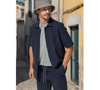 Poloshirt LERROS "Poloshirt mit durchgehender Knopfleiste, unifarben", Herren, Gr. M, classic navy, 85% Baumwolle, 12% Polyester, 3% Elasthan, ohne Ausschnitt, Shirts (75105813-M) classic navy