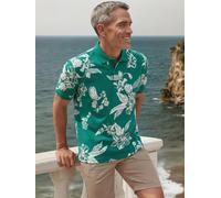 Poloshirt LERROS "Poloshirt mit floralem All-over-Print, 100 % Baumwolle", Herren, Gr. XL, soft teal, 100% Baumwolle, ohne Ausschnitt, Shirts (92010308-XL) soft teal