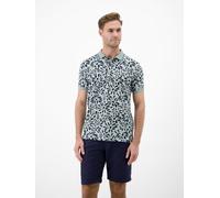 LERROS Poloshirt mit floralem All-over-Print, 2-Tone-Optik - Storm Grey XL
