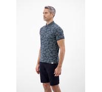LERROS Poloshirt mit stylishem Blumen-Print und bequemen Bündchen - Classic Navy L