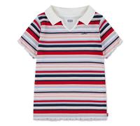 Poloshirt LEVI'S KIDS "LVG POLO SS KNIT TOP", Mädchen, Gr. 4 (104), bunt (levi's egret), Jersey, Obermaterial: 60% Baumwolle, 40% Polyester, gestreift, normal normal, V-Ausschnitt, gewellter Abschluss