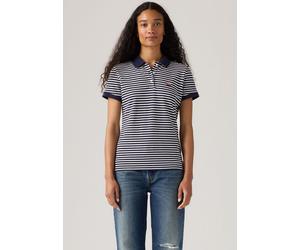 Poloshirt LEVI'S "LEVI'S HM POLO", Damen, Gr. XS (34), blau (navy, weiß), Piqué, Obermaterial: 95% Baumwolle, 5% Elasthan, gestreift, slim fit normal, ohne Ausschnitt, angesetztes Bündchen, Shirts, Pi