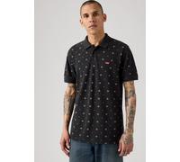 Poloshirt LEVI'S "LEVIS HM POLO", Herren, Gr. M, schwarz (ebba geo jet schwarz), Jersey, Obermaterial: 100% Baumwolle, regular fit, Shirts, mit Markenlogo auf der Brust (49454501-M) ebba geo jet schwa