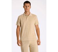 Poloshirt LINDBERGH, Herren, Gr. M, grau (stone), Frottee, Obermaterial: 80% Baumwolle, 20% Polyester, unifarben, relaxed fit hüftbedeckend, Rundhals, Shirts, aus Frottee (45188344-M) stone