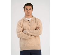 Lindbergh Strickpullover aus Leinen-Mix mit Polokragen in Sand, Größe L