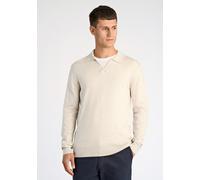 Poloshirt LINDBERGH "Lindbergh Strickpullover", Herren, Gr. L, sanftes weiß mel, Obermaterial: 80% Viskose, 20% Nylon, schmal, V-Ausschnitt, Shirts (31452708-L) sanftes weiß mel
