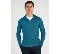 Poloshirt LINDBERGH "Lindbergh Strickpullover", Herren, Gr. M, grün (petrol), Obermaterial: 80% Viskose, 20% Nylon, schmal, V-Ausschnitt, Shirts (81708305-M) petrol