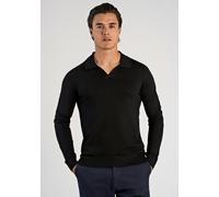 Poloshirt LINDBERGH "Lindbergh Strickpullover", Herren, Gr. S, schwarz, Obermaterial: 80% Viskose, 20% Nylon, schmal, V-Ausschnitt, Shirts (76140419-S) schwarz